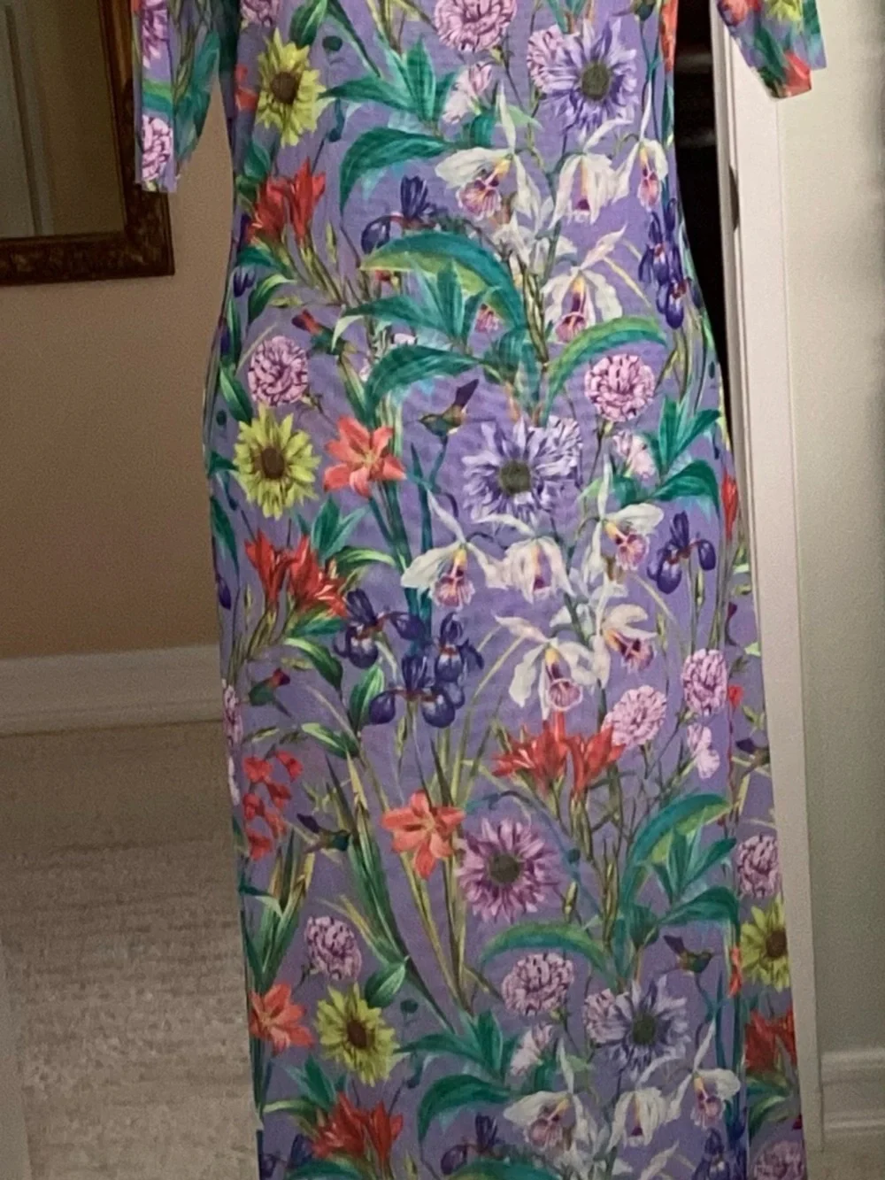 Johnny Was Lavender Floral Maxi Dress with Multicolor Botanical Print - Picture 9 of 11